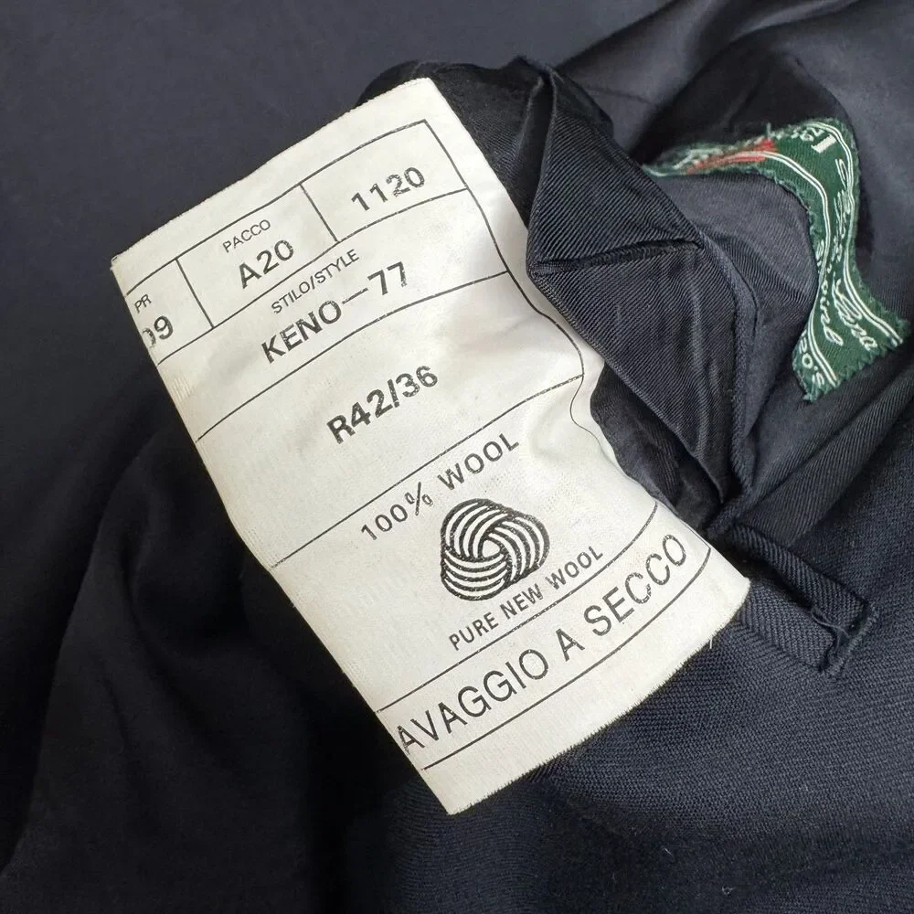 Naldini Keno-77 Wool Super 120s Suit Blazer Jacket Mens 42R Navy Blue Ventless